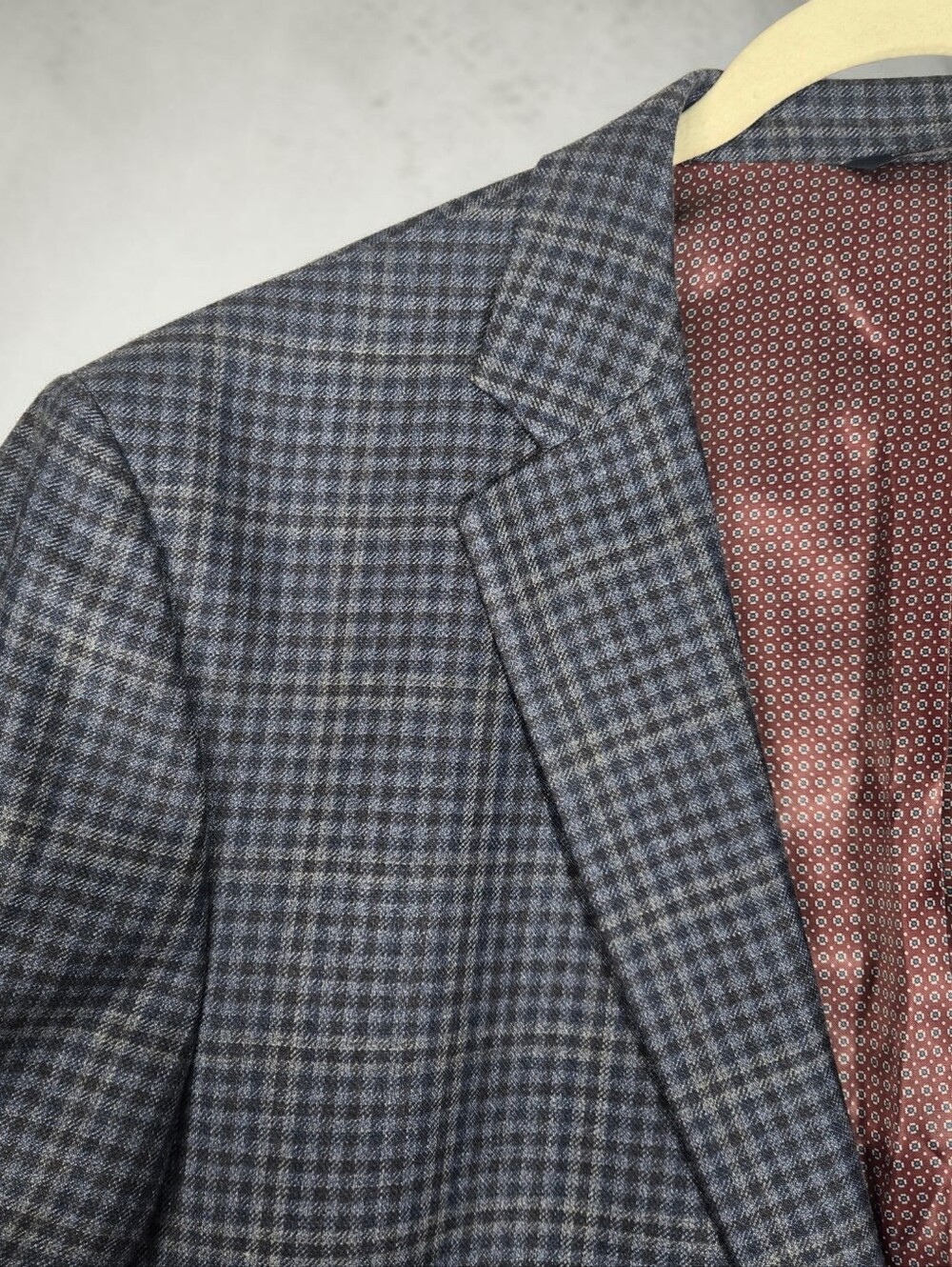 Ralph Lauren Navy Check 2 Button Men's Blazer Wool Silk Blend 46R - Picture 5 of 15